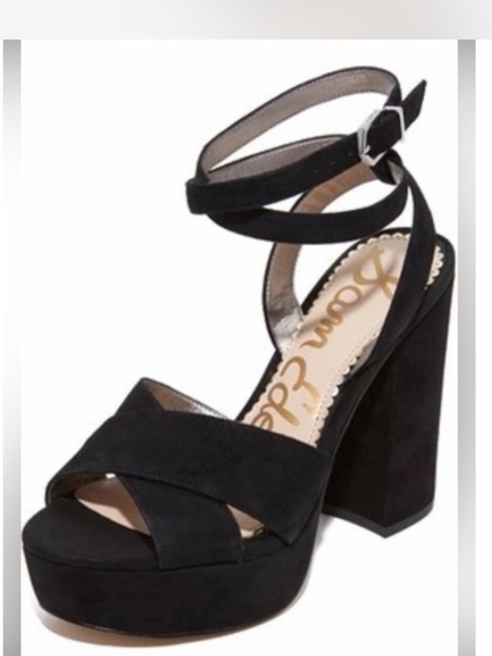 Sam Elderman Mara Black Suede Platform Heels